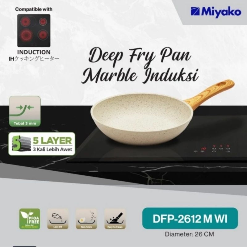 Pekanbaru Deep Fry Pan / Deep Fry Pan Marble Induksi Miyako / Dfp-2412M Wi / Dfp-2612 M Wi / Dfp-2812 M Wi / Teflon