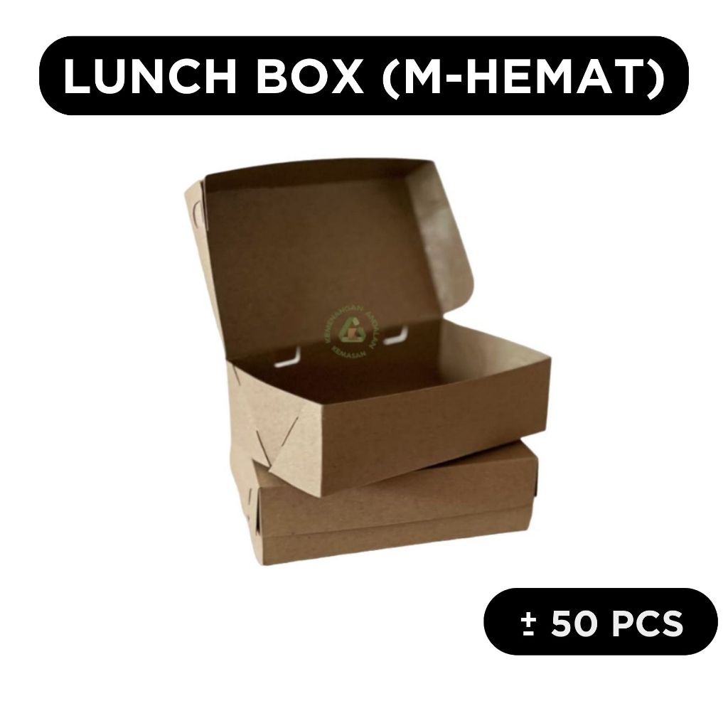 Paper Lunch Box L M M-HEMAT S XS Kemasan Dimsum Ayam Geprek Mie Gorengan Brownies Laminasi Food Tray