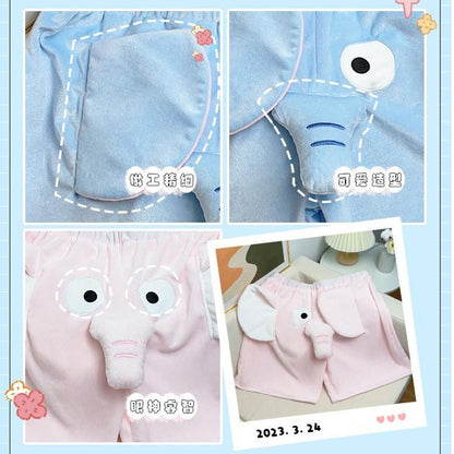 [littlecrab] Celana Pendek Motif Gajah Lucu Belalai Bunyi Dumbo Unik Couple Piyama Tidur Celana Gajah Short Pants Daily Pink Biru Unisex
