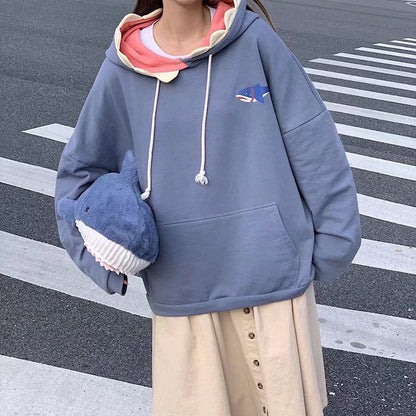[littlecrab] Hoodie Oversize Motif Hiu Hitam Biru Premium Funny Shark Bahan Tebal Berkualitas Hoodie Ikan Topi Gigi Trending Korean Style