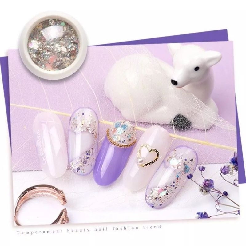 Pekanbaru Bubuk Glitter Manik Sequin Kristal Campur Warna Kutek Gel Uv Dekorasi Nail Art