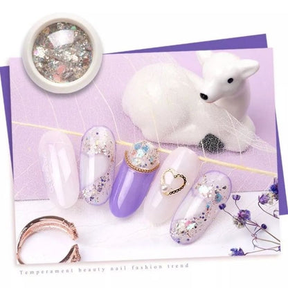 Pekanbaru Bubuk Glitter Manik Sequin Kristal Campur Warna Kutek Gel Uv Dekorasi Nail Art