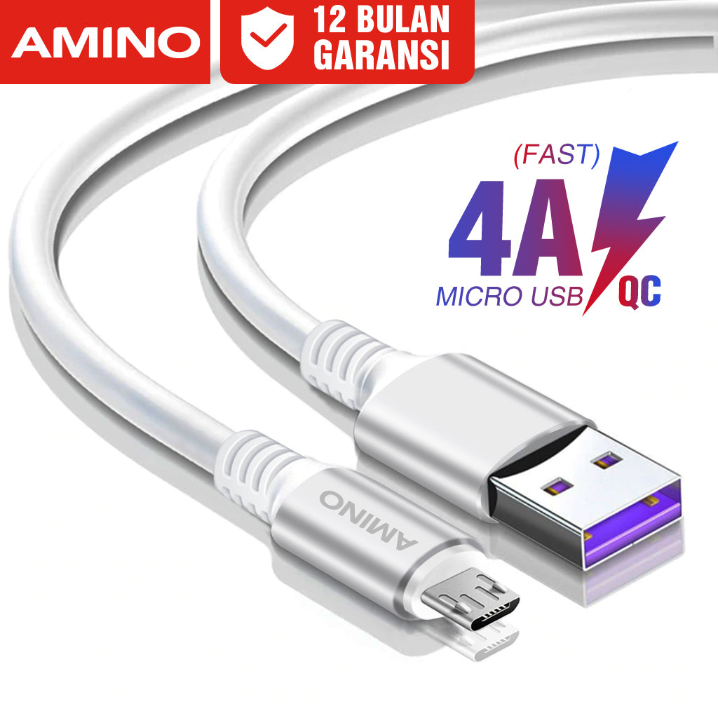 Kabel Data Charger 4A Micro USB / 4A TYPE C Original AMINO Cable Data Fast charging QC 3.0 Quick Charge untuk Xiomi Redmi Oppo Vivo Huawei