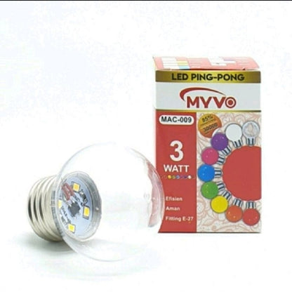 Pekanbaru Lampu Led Ping Pong / Lampu Hias / Lampu Dekorasi Warna Warni 3W Watt E27 Myvo