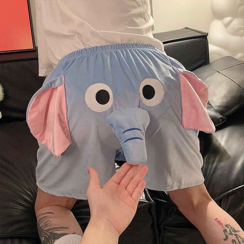 [littlecrab] Celana Pendek Motif Gajah Lucu Belalai Bunyi Dumbo Unik Couple Piyama Tidur Celana Gajah Short Pants Daily Pink Biru Unisex