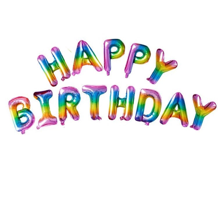 HR-PAKET BALON HAPPY BIRTHDAY Warna Warni 1 Set Balon Foil Rainbow 34 Cm Balon Ulang Tahun  Murah