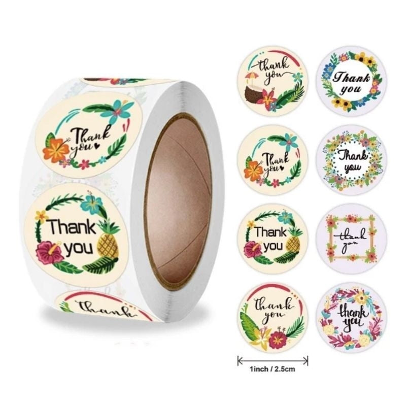 1 ROLL Stiker Label Thank You (500 Pcs) Sticker Ucapan Bulat Tempel Label Colorfull 2,5 cm