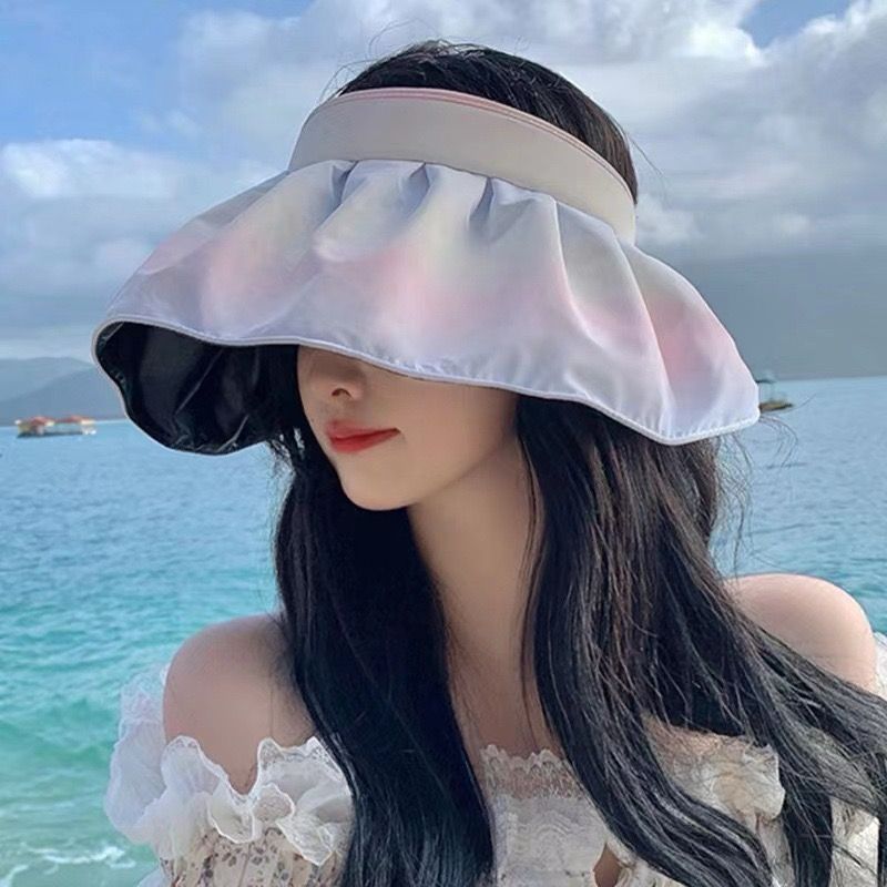 [littlecrab] Topi Ombre Anti Sinar UV Fisherman Warna Pastel Aesthetic Bando Multifungsi Ringan Motif Kerang Pelangi UPF 50+ Sun Hat Topi Bando Serap Keringat Visors Korean Style