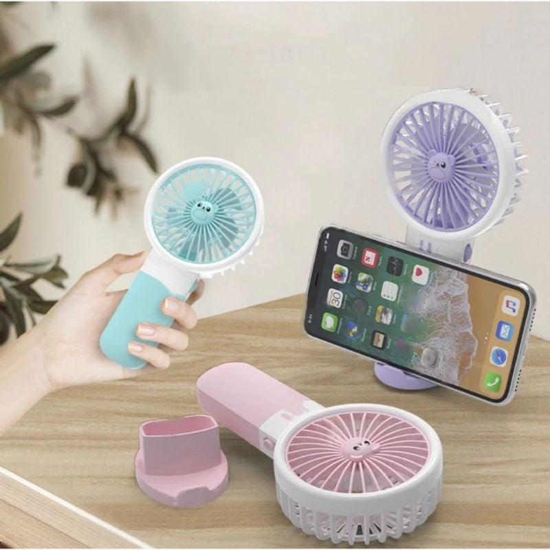 Pekanbaru Kipas Angin (Baterai)Mini Fan Genggam Tangan Portable Stand Holder