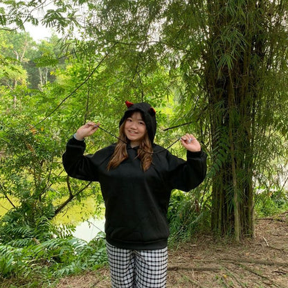 [littlecrab] Hoodie Oversize Hitam Merah Evil Premium Cute Devil Bahan Tebal Berkualitas Hoodie Malaikat Maut Unik Trending Korean Style