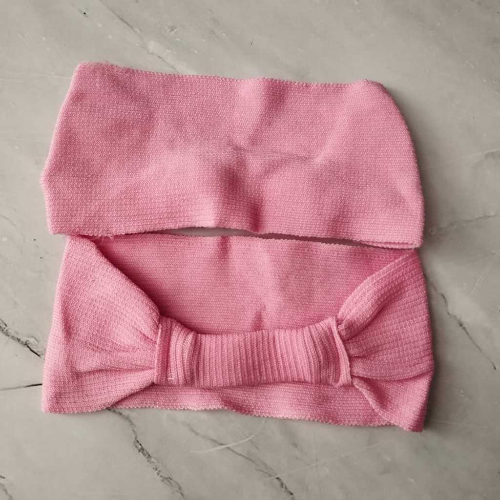 ciput rajut pita karet belakang bandana rajut