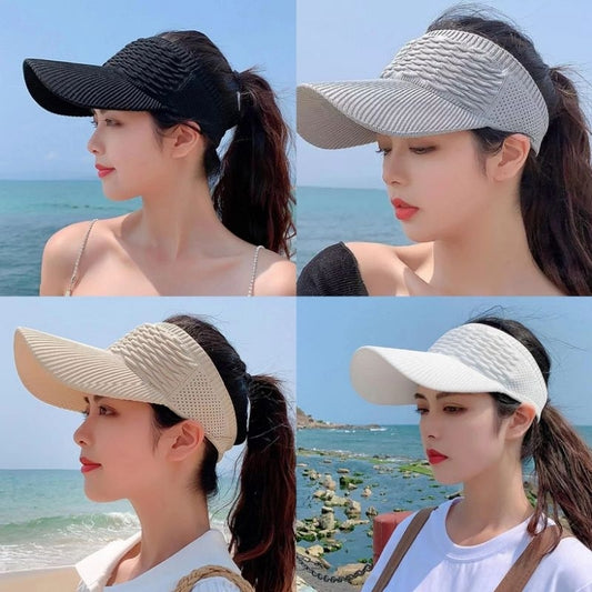 Pekanbaru Topi Senam Zumba Wanita Dewasa Knit Visor Sport Rajut Katun Bersepeda Pantai