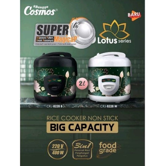 Pekanbaru Magic Com Cosmos Crj-8228 B / W / Penanak Nasi / Rice Cooker 2 Liter Crj 8228