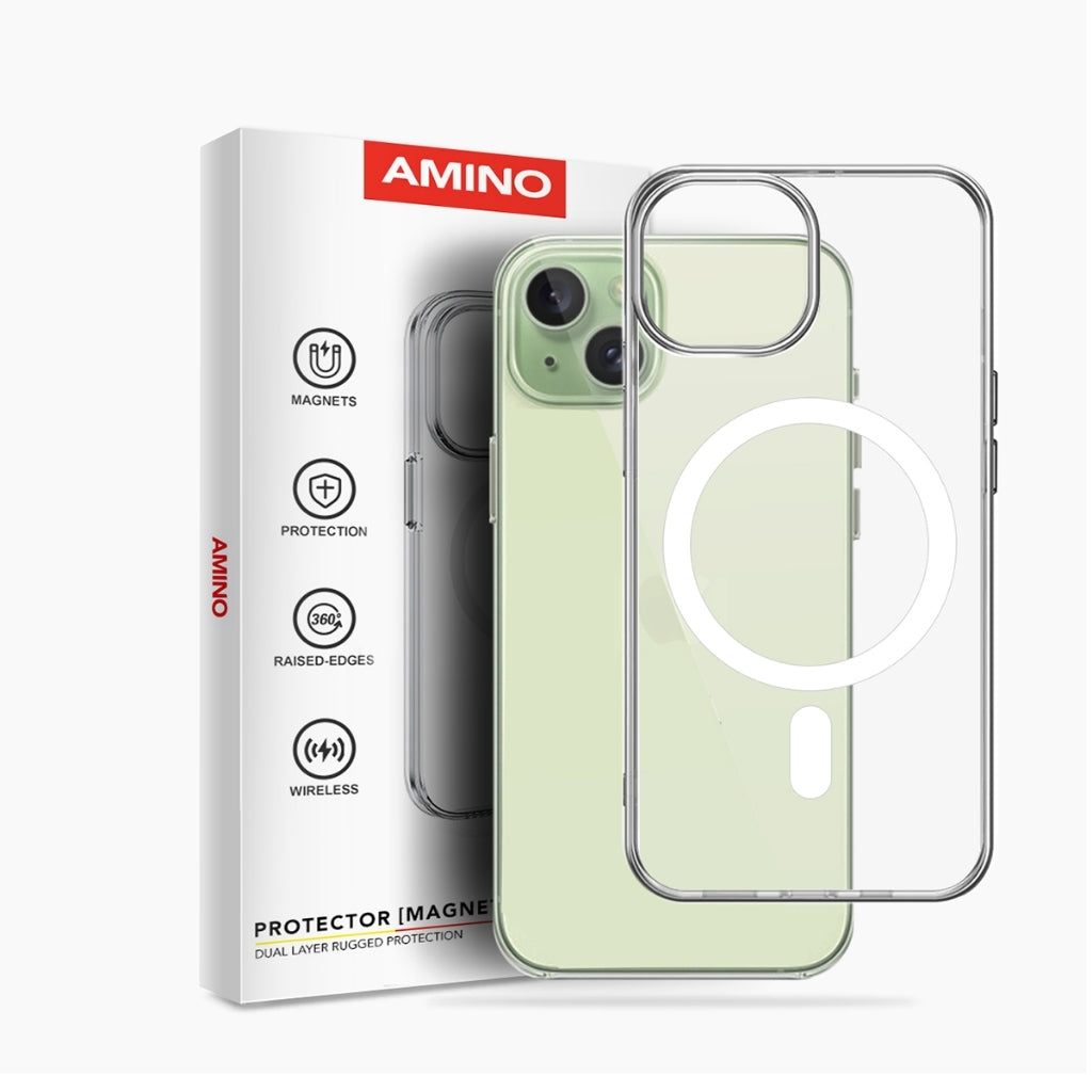 Magnetic Case Iphone Original AMINO Untuk Iphone 11 12 13 14 15 Pro Max Plus Clear Hybrid Bumper