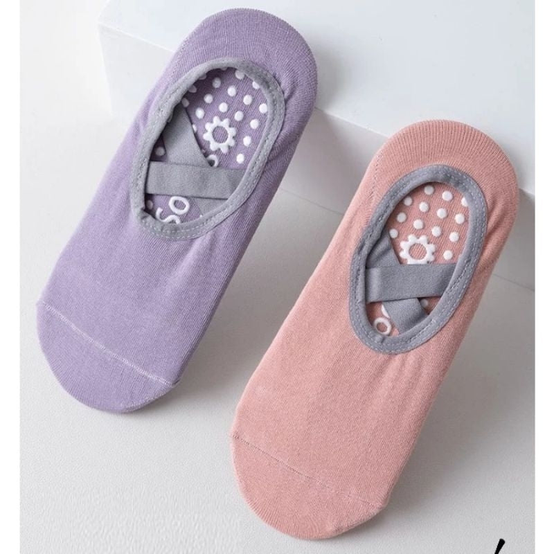Pekanbaru Kaos Kaki Wanita Yoga Anti Slip Cross Gym Fitness Women Socks