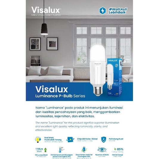 Pekanbaru Lampu  Led Visalux Luminance P-Bulb Cahaya Putih E27 9W 12W 15W