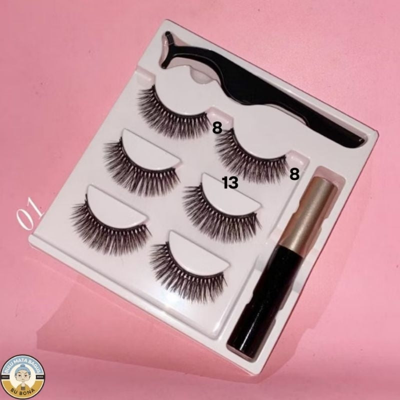Pekanbaru Eyelash Magnetic 1 Set Lengkap Bulu Mata Magnet 3 Psg