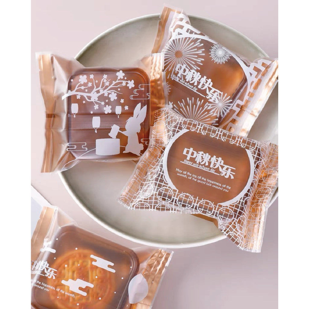Pekanbaru Plastik Mooncake / Kue Bulan Non-Seal Motif Happy Mid Autumn Festival Berbagai Ukuran Per Pack