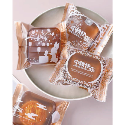 Pekanbaru Plastik Mooncake / Kue Bulan Non-Seal Motif Happy Mid Autumn Festival Berbagai Ukuran Per Pack