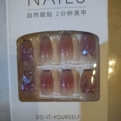 Pekanbaru (24Pcs Free Lem) Kuku Palsu Murah Tahan Air Fashion Nail Art 3D Korea Fake Nails Manicure