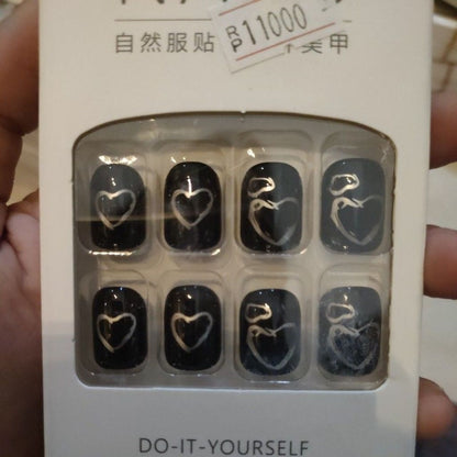 Pekanbaru (24Pcs Free Lem) Kuku Palsu Murah Tahan Air Fashion Nail Art 3D Korea Fake Nails Manicure