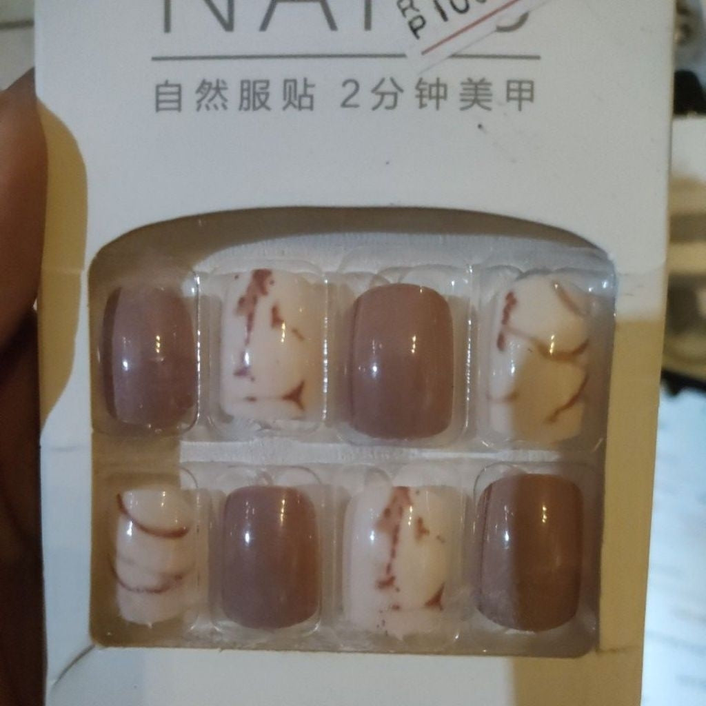 Pekanbaru (24Pcs Free Lem) Kuku Palsu Murah Tahan Air Fashion Nail Art 3D Korea Fake Nails Manicure