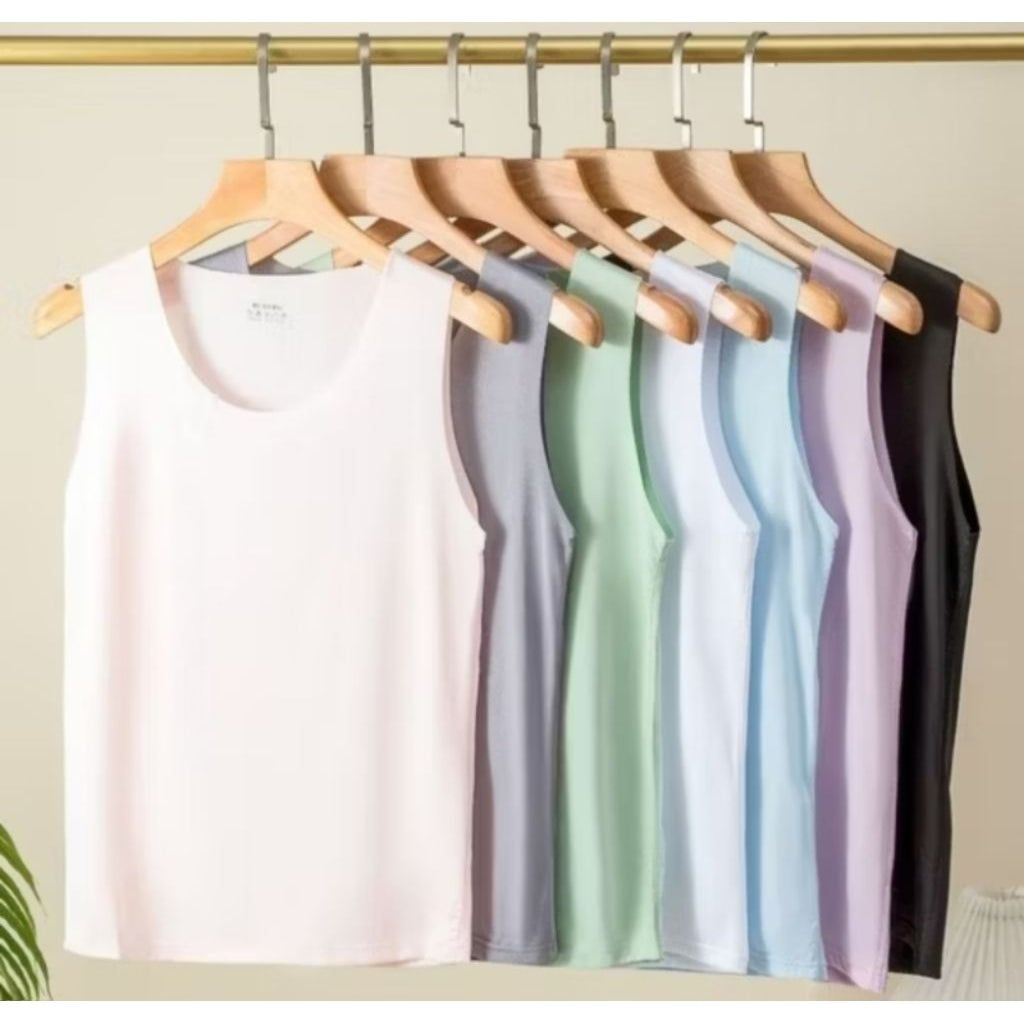 Pekanbaru Tanktop wanita ice silk tipis nyaman dingin tanpa lengan