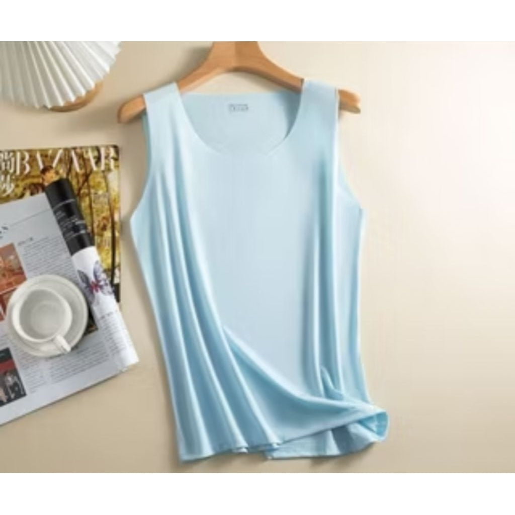 Pekanbaru Tanktop wanita ice silk tipis nyaman dingin tanpa lengan