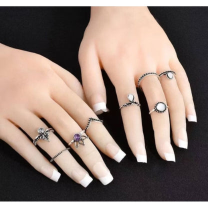 Pekanbaru Isi 4/8 Pcs  /Set Cincin Emas Hias Mutiara Gaya  Untuk Wanita