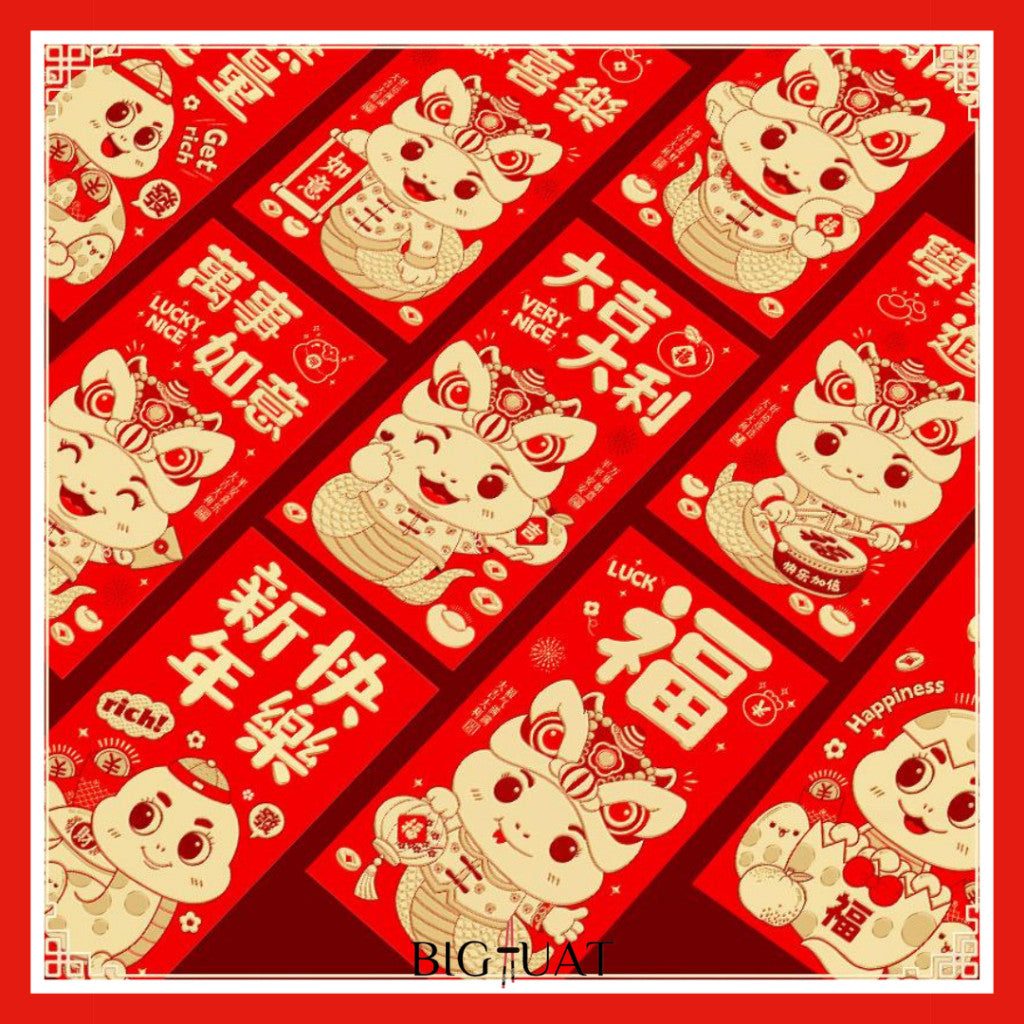[littlecrab] 6pcs Angpao Imlek Chinese Ular 2025 Xin Nian Kuai Le Amplop Kertas Angpau Tebal Fu