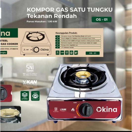 Pekanbaru Kompor Gas 1 Tungku Murah Okina Body Stainless Steel