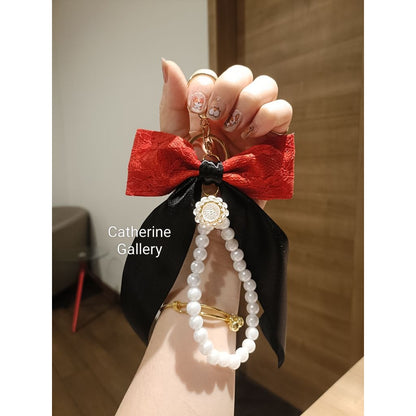 Pekanbaru Hanya 3 Hari Diskon Khusus : Gantungan Tas wanita  Pita Mutiara Clarice Cantik/keychain