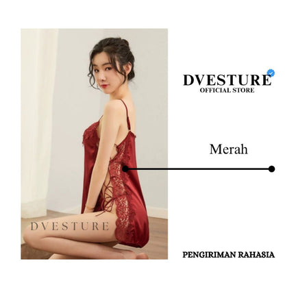 Pekanbaru Lingerie Dress Set D-105 Tali Samping Adjustable Baju Tidur Wanita