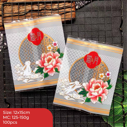 Pekanbaru Plastik Mooncake / Kue Bulan Non-Seal Motif Happy Mid Autumn Festival Berbagai Ukuran Per Pack