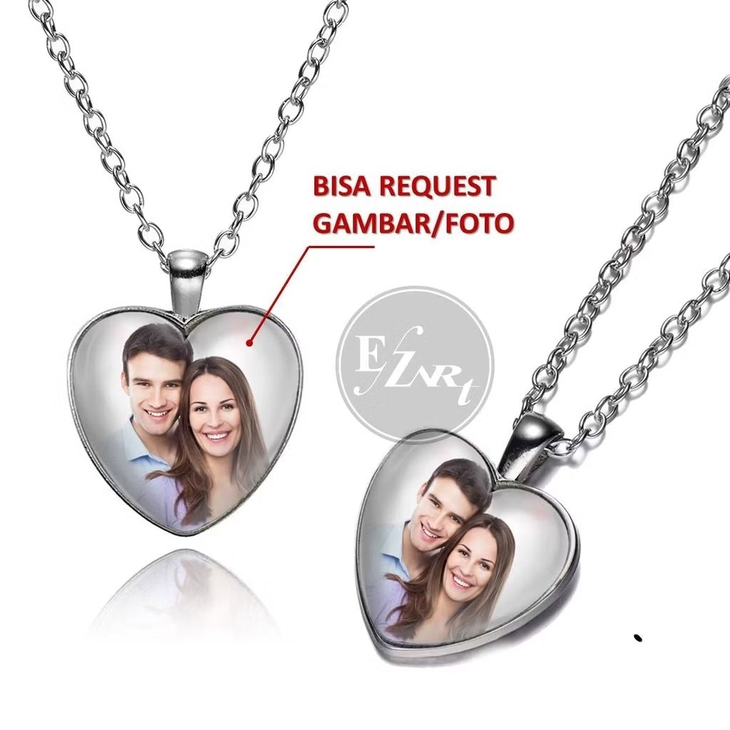 Pekanbaru Kalung liontin + foto / kalung foto pasangan / kalung foto love