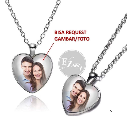 Pekanbaru Kalung liontin + foto / kalung foto pasangan / kalung foto love