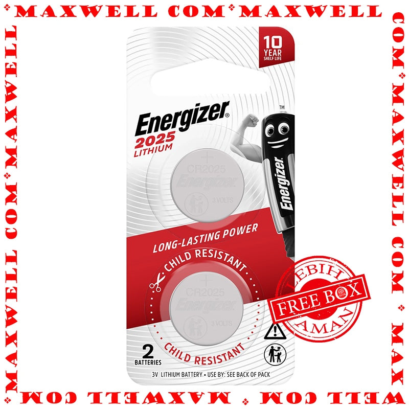 Pekanbaru Baterai Energizer Cr2025 / 2025 Bs2 3V Remote Battery Original / Asli ( 2 Pcs )