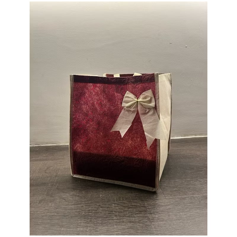 HR-GOODIEBAG TAS HAJATAN MOTIF PITA 22x22 CM TINGGI 28 CM Kotak Nasi Besekan Pesta Hadiah Rice Box