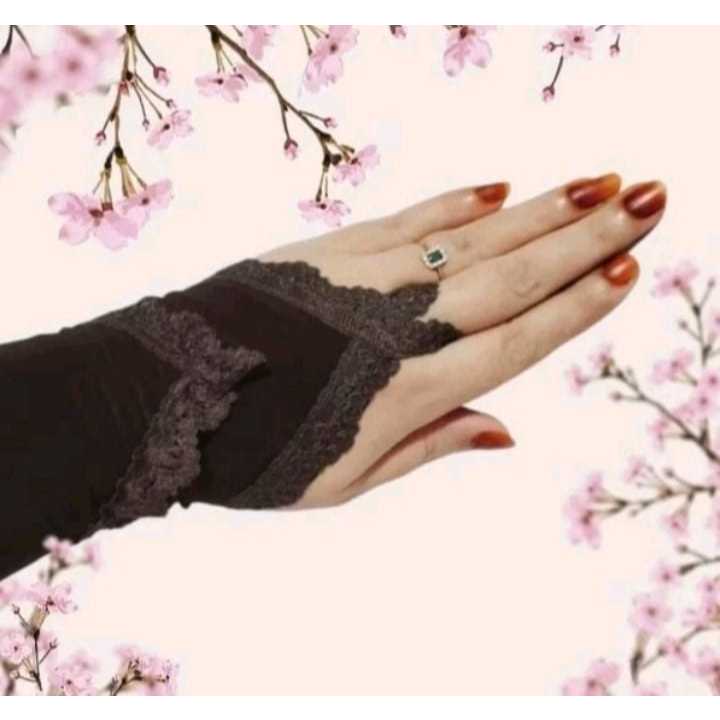 [YL] HANDSOCK CINCIN RENDA / HANDSOCK UMROH HAJI / MANSET RENDA / Handsock Tangan Muslimah untuk Sholat Bahan Jersey