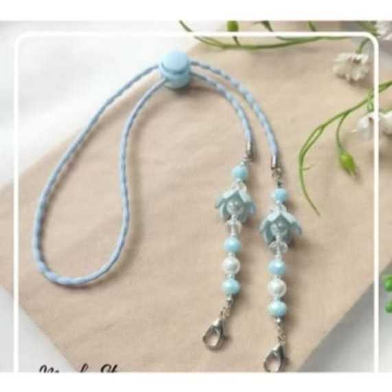 Strap Masker Kristal Mutiara 2in1Kalung Pengait Konektor Lanyard masker HEADLOOP HIJAB