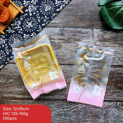 Pekanbaru Plastik Mooncake / Kue Bulan Non-Seal Motif Happy Mid Autumn Festival Berbagai Ukuran Per Pack