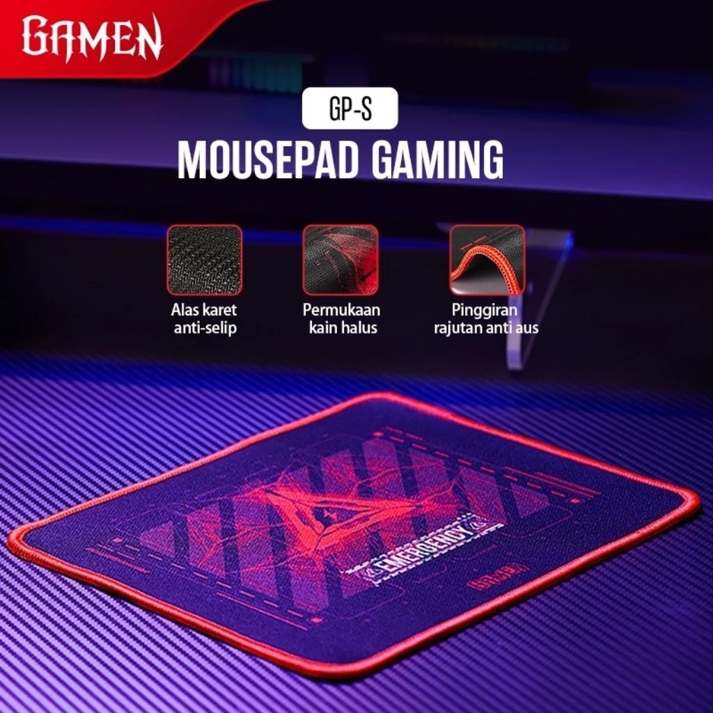Pekanbaru Gamen Gp-S Mousepad Gaming Anti Slip 22X18 Cm With Soft Surface Tahan Aus Original