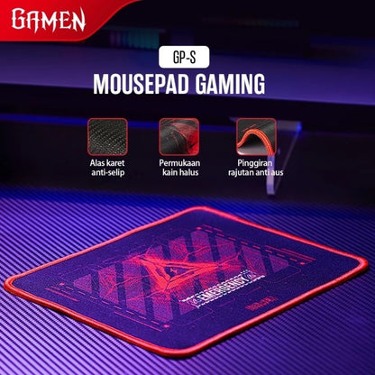 Pekanbaru Gamen Gp-S Mousepad Gaming Anti Slip 22X18 Cm With Soft Surface Tahan Aus Original
