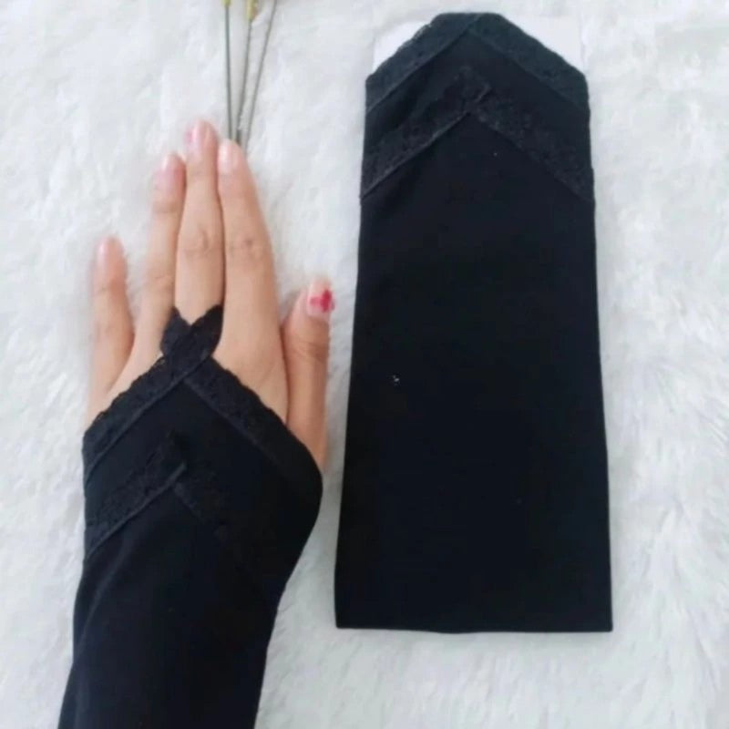 [YL] HANDSOCK CINCIN RENDA / HANDSOCK UMROH HAJI / MANSET RENDA / Handsock Tangan Muslimah untuk Sholat Bahan Jersey
