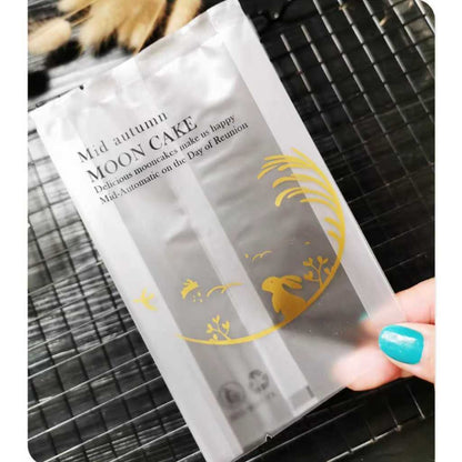 Pekanbaru Plastik Mooncake / Kue Bulan Non-Seal Motif Happy Mid Autumn Festival Berbagai Ukuran Per Pack