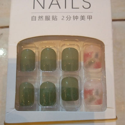 Pekanbaru (24Pcs Free Lem) Kuku Palsu Murah Tahan Air Fashion Nail Art 3D Korea Fake Nails Manicure