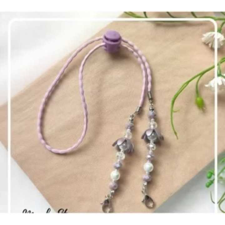 Strap Masker Kristal Mutiara 2in1Kalung Pengait Konektor Lanyard masker HEADLOOP HIJAB