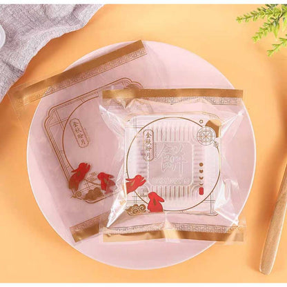 Pekanbaru Plastik Mooncake / Kue Bulan Non-Seal Motif Happy Mid Autumn Festival Berbagai Ukuran Per Pack