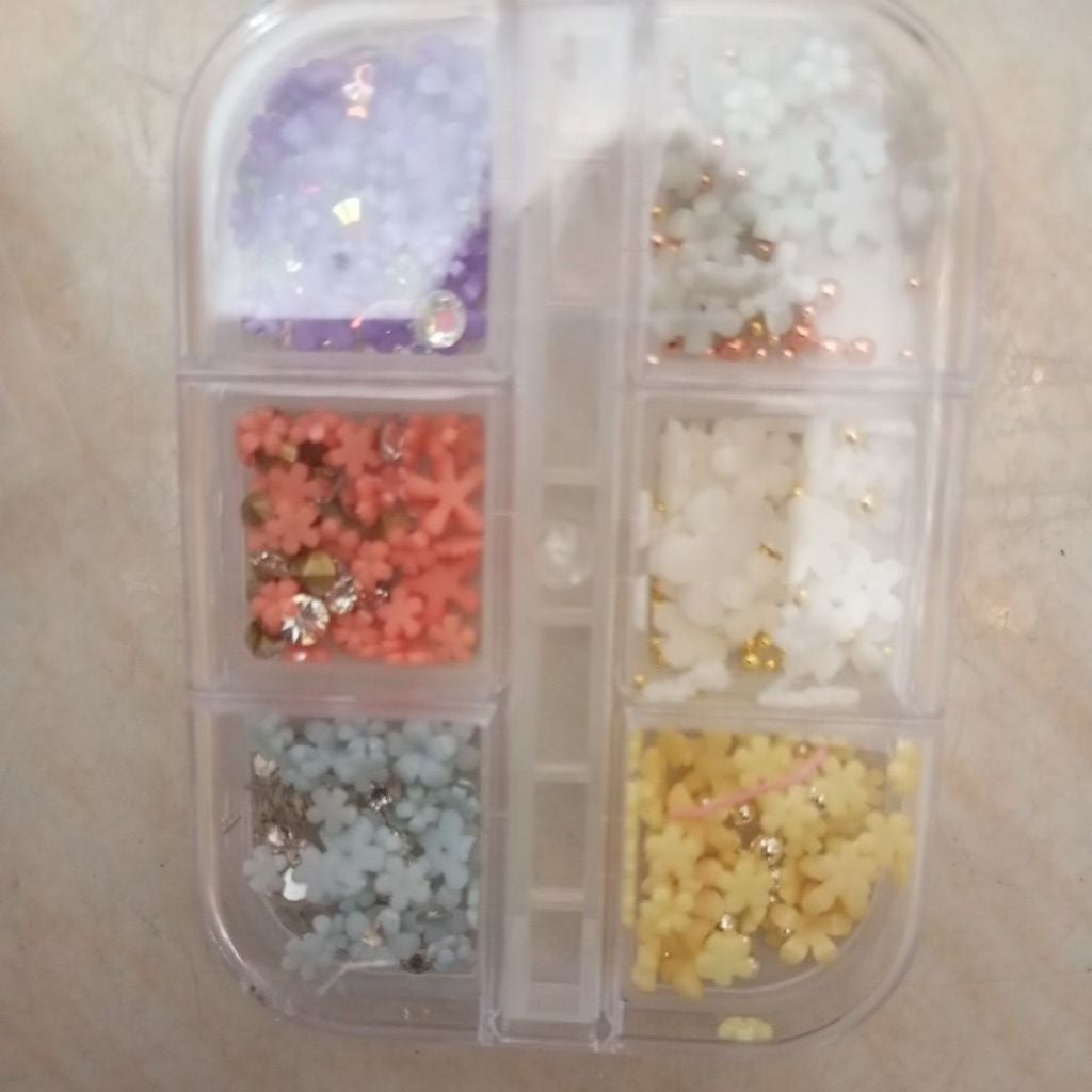 Pekanbaru Born Pretty 6Kisi 3D Bunga Akrilik Putih Untuk Hiasan Kuku Resin Emas Baja