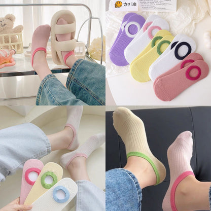 [littlecrab] Kaos Kaki Pendek Polos Warna Warni Lucu Unik Motif Plain Two Tone Berkualitas Korean